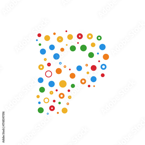 Letter P dots and colours logo.
