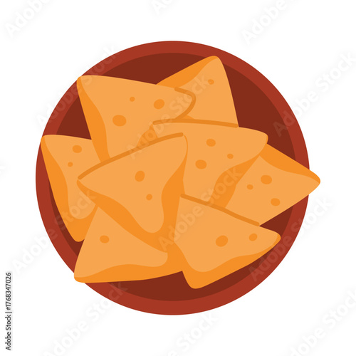Crispy South African nachos served in a brown bowl on isolated white background vector illustration