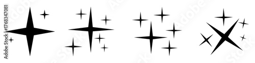 Sparkle vector icons set. Shine symbol illustration. Star sign collection. Sparkles web icons set.
