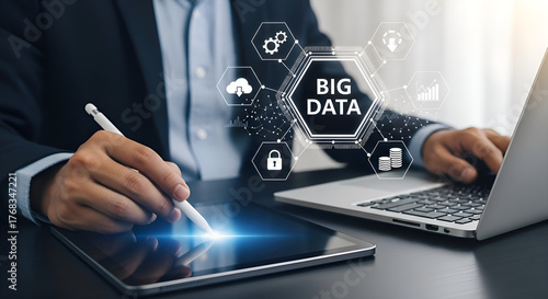 Big data insights businessman using technology for business analytics and digital transformationStock photo for website - Business and technology concept photo