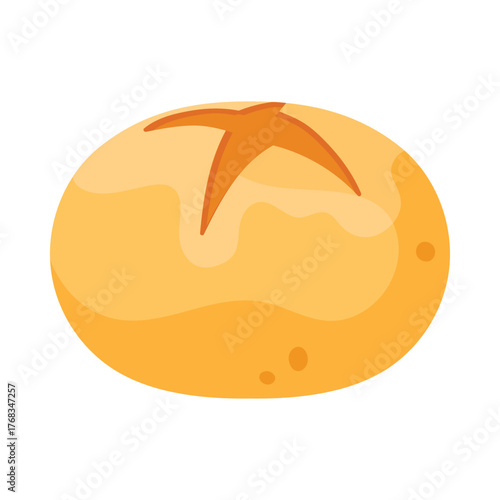 Round Irish soda bread with cross cut, isolated on white background vector illustration