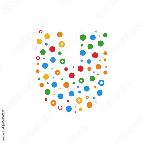 Letter U dots and colours logo.