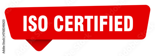 iso certified red sticker isolated on transpatent background. iso certified sign