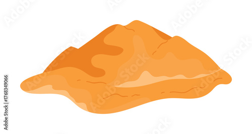 Single isolated sand dune with smooth shapes and warm colors on white background vector illustration