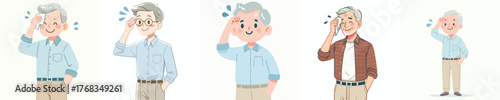 vector of a grandfather wiping sweat gesture