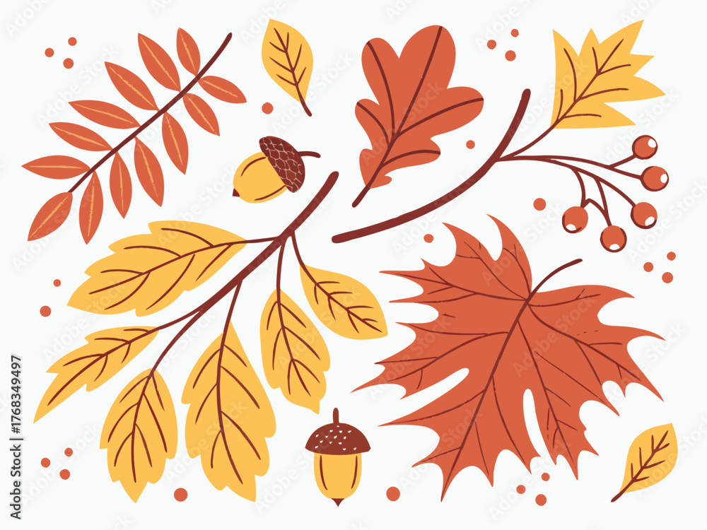 Obraz premium Autumn Leaves Background Vector Illustration