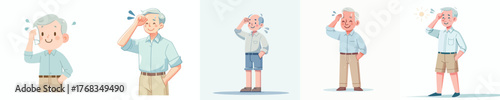 vector of a grandfather wiping sweat gesture