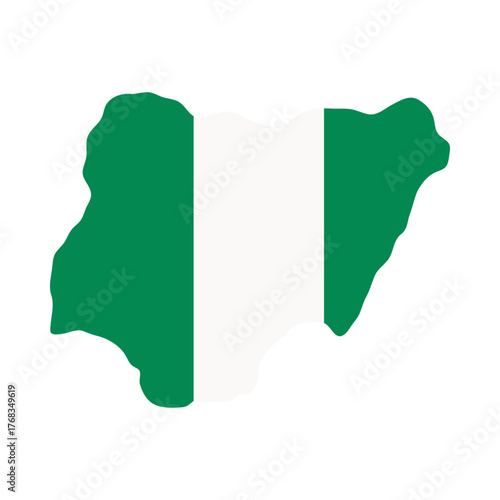 Isolated Nigeria map shape filled with green white national flag colors for patriotic and educational use vector illustration