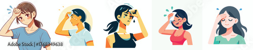 vector of a woman wiping sweat gesture