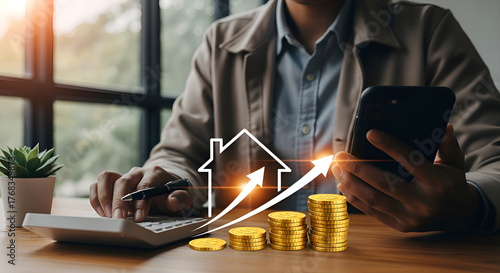 Business growth and financial success with housing market investmentsStock photo for website - Business and technology concept photo