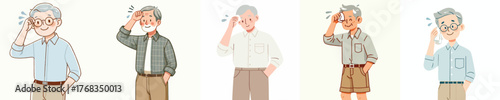 vector of a grandfather wiping sweat gesture