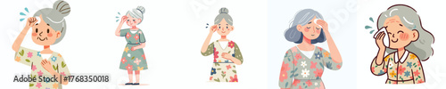 vector of a grnadmother wiping sweat gesture
