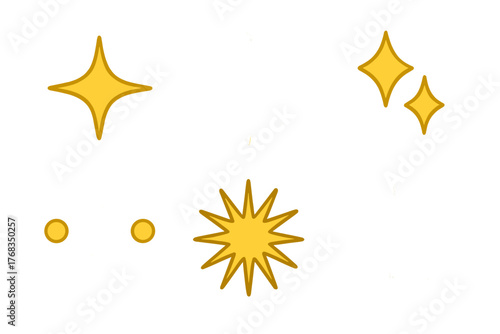 Various golden sparkle and shine symbols for decoration or quality indication