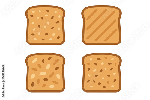 Assortment of toasted bread slices featuring seeded, whole grain, and grilled textures