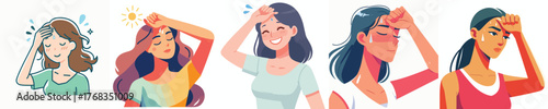 vector of a woman wiping sweat gesture