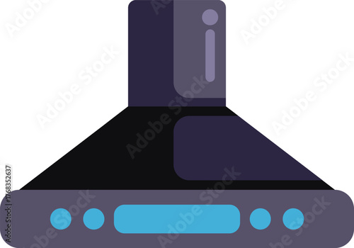 Modern kitchen exhaust hood is extracting cooking fumes