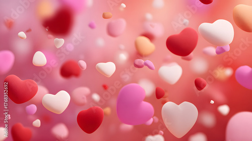 カラフルPOPで可愛い!ドットとハートの注目背景(ピンク、赤)