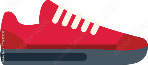Red sneaker shoe side view, perfect for lifestyle, fashion, and sportswear designs