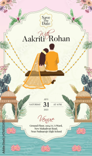 A Modern Indian Wedding Invitation – Celebrating Love on a Swing