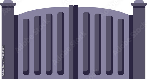 Illustration of a closed modern metal gate providing security and privacy