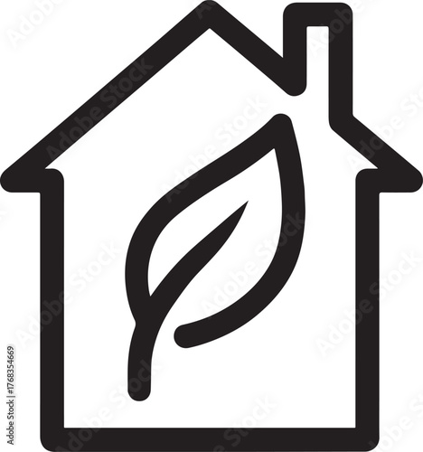 Outline energy-efficient house icon, eco-friendly home vector symbol for sustainable living design.