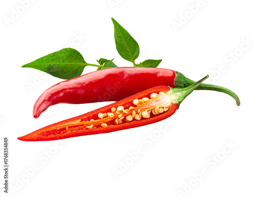 Single Red Chili Pepper with Culinary Spice Focus
