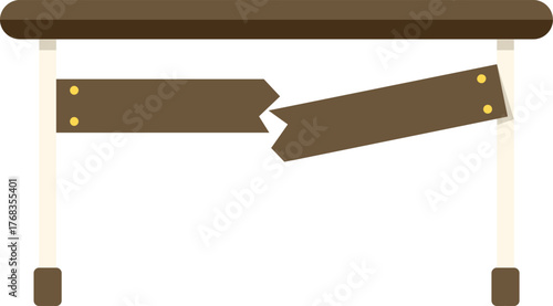 Simple vector illustration of a broken barrier gate being closed, isolated on white background