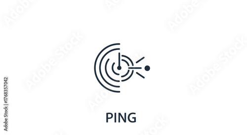 Minimalist vector icon representing network ping and internet connection latency test, symbolizing data transmission, responsiveness, and network diagnostics