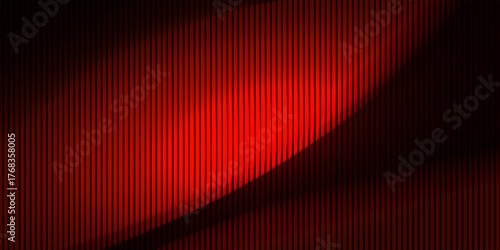 Black and red glowing ribbed vector abstract background.