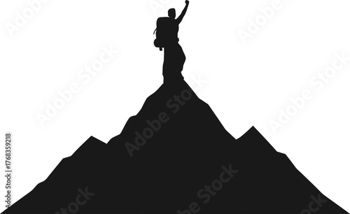 summit conqueror triumphantly reaching the pinnacle, celebrating ultimate personal achievement