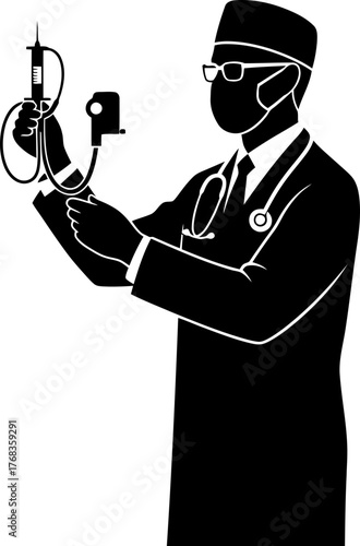 precision care provider calibrating vital medical instruments for patient health