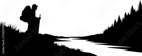 venture forth a lone explorer navigates natures silent, flowing path