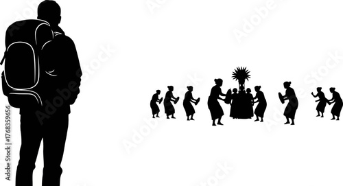 journeyer encounters sacred dance, a silent moment of cultural awe