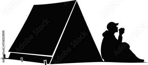 outdoor haven discovered reflecting by the tent with a comforting brew