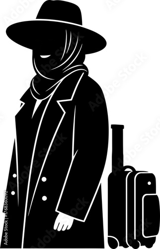 stylish muslim woman ready for her global journey, modern elegance