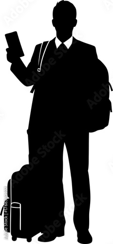 modern professional stands ready, embarking on a new worldwide mission