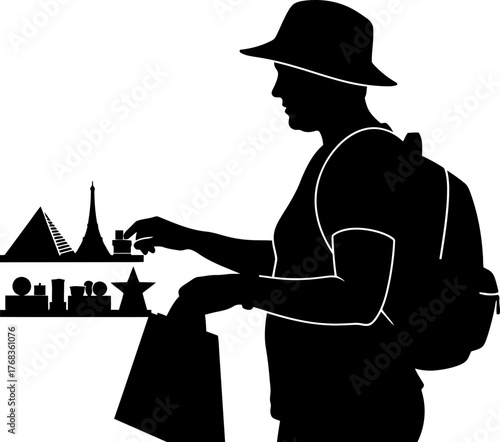 explorer chooses iconic landmarks, curating personal collection of travel experiences