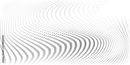 Abstract nice halftone background with wavy surface made of gray dots on white simple. element old art good nice texture dotted