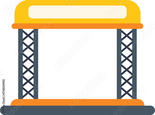 Simple promotional exhibition booth structure mockup with blank sign, ideal for showcasing branding or event information