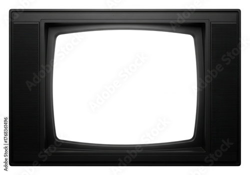 Old television set with a blank screen isolated on transparent background, perfect for adding your own content