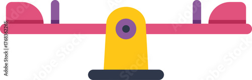 Pink seesaw balancing on a playground, representing childhood joy and outdoor recreation
