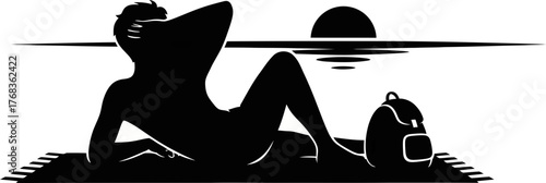 journeys end traveler relaxes by sea, embracing quiet evening solitude