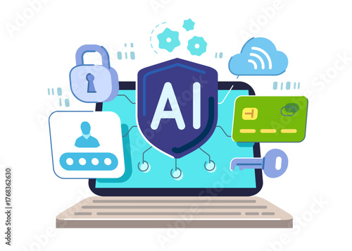 Online banking, personal finance management with AI technology. Laptop and digital finance. User account online