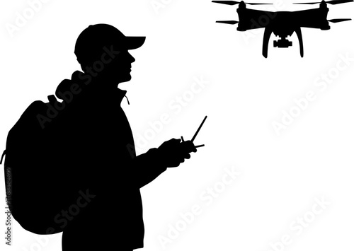 human intellect guides soaring technology, capturing new visions from heights