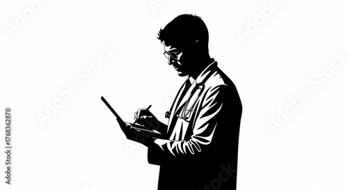 expert physician analyzes digital charts, crafting personalized treatment strategies