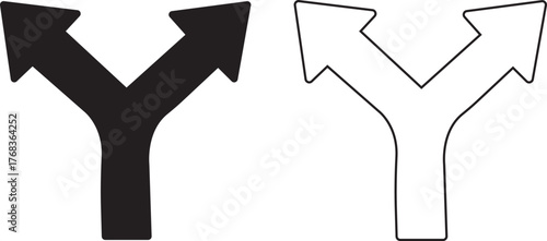 Split arrows design set black and white vector isolated on transparent background