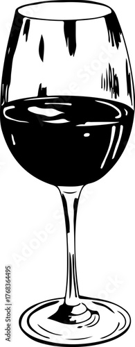 Realistic black and white image of a glass