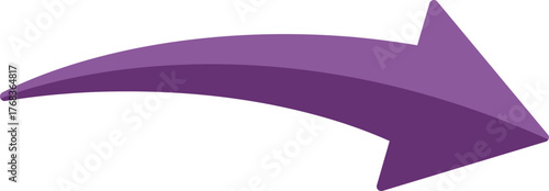 Simple purple arrow pointing to the right on a white background, perfect for presentations and web design