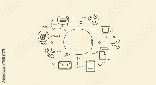 Communication technology vector illustration showcasing diverse methods for connection and