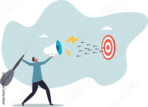 Marketing target strategy, leadership or skill to reach target or achievement, aiming for perfection winning,about a man and his life.